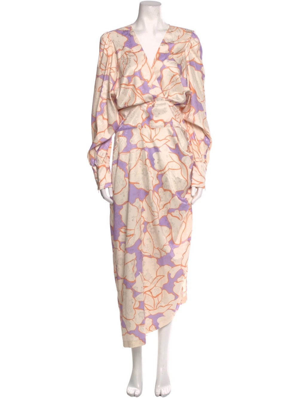 NEW smythe draped midi dress abstract lilac floral size 4